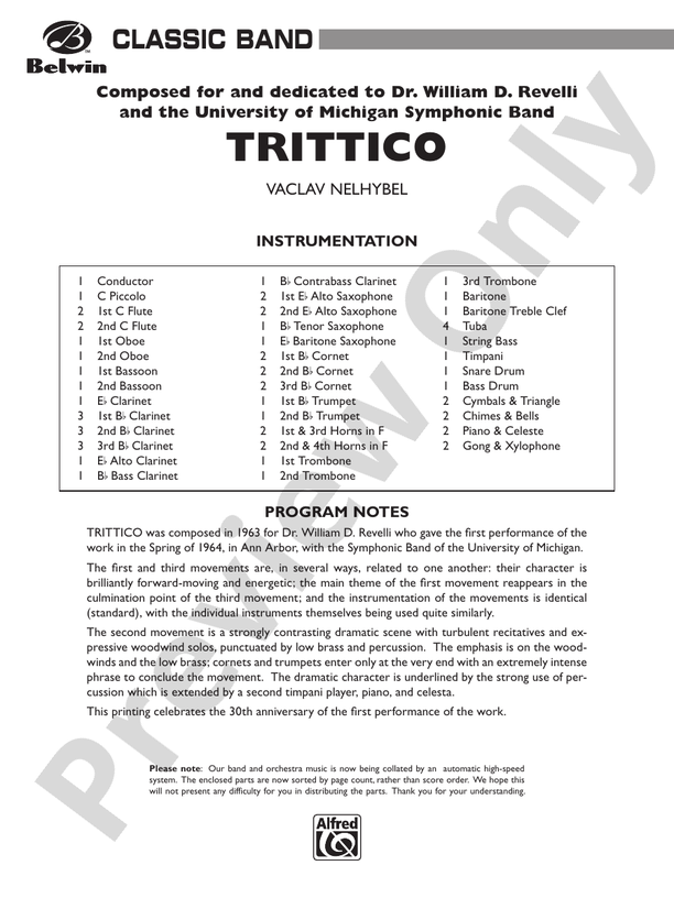 Trittico for Symphonic Band - cliquer ici