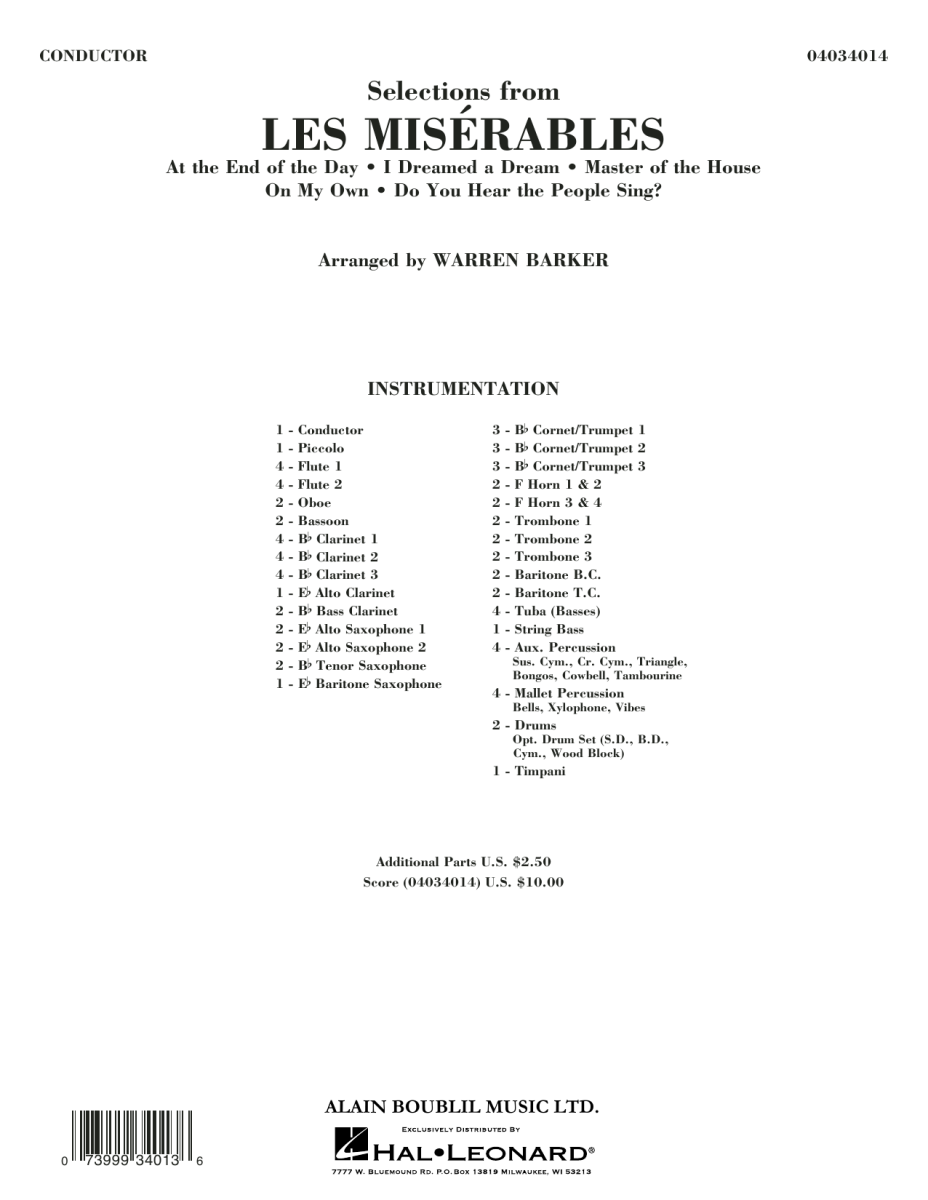 Les Miserables Selection - cliquer ici