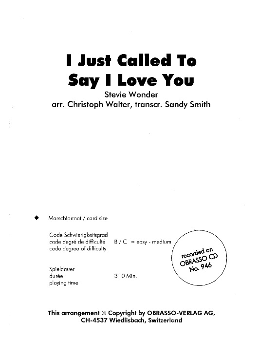 I Just Called to Say I Love You - cliquer ici