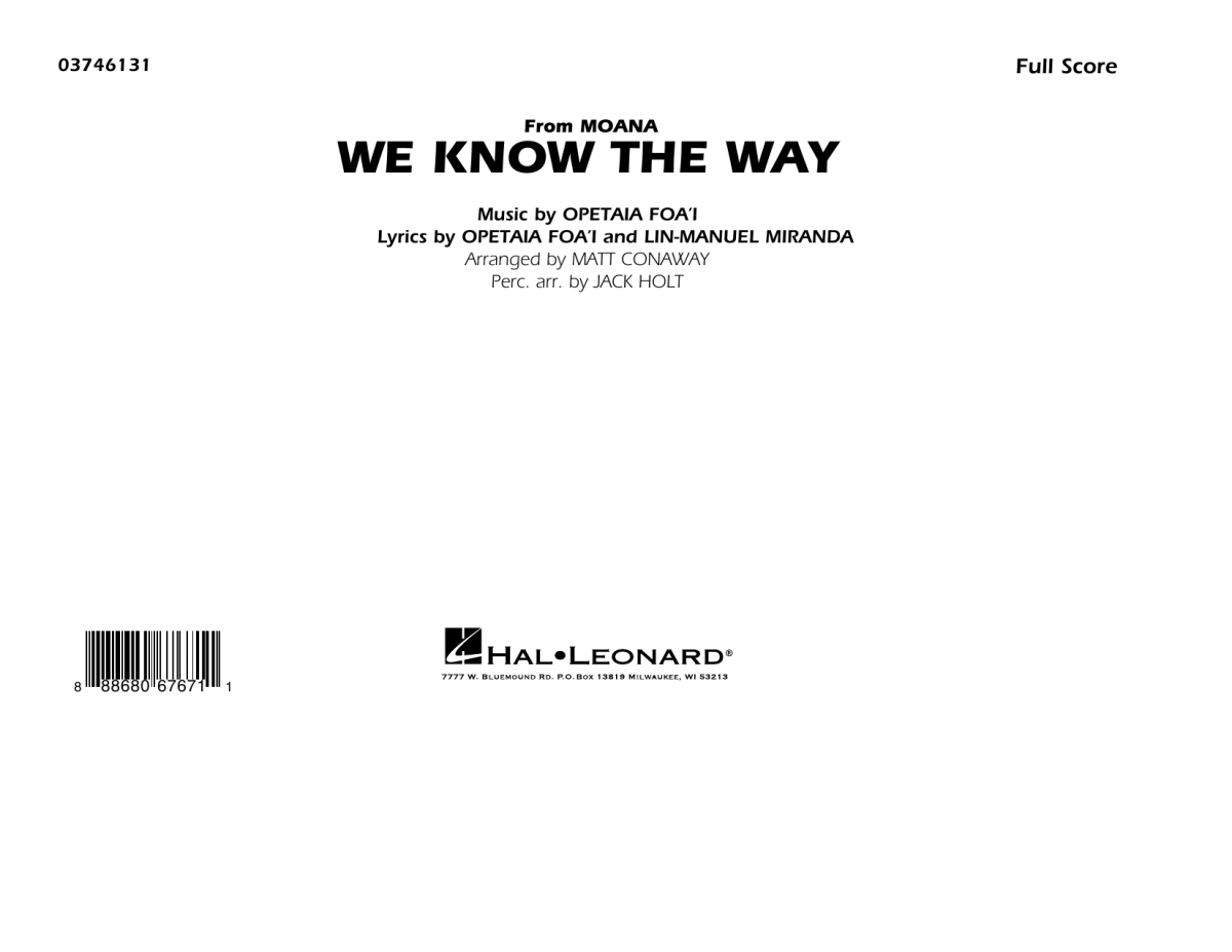 We Know the Way (from 'Moana') - cliquer ici