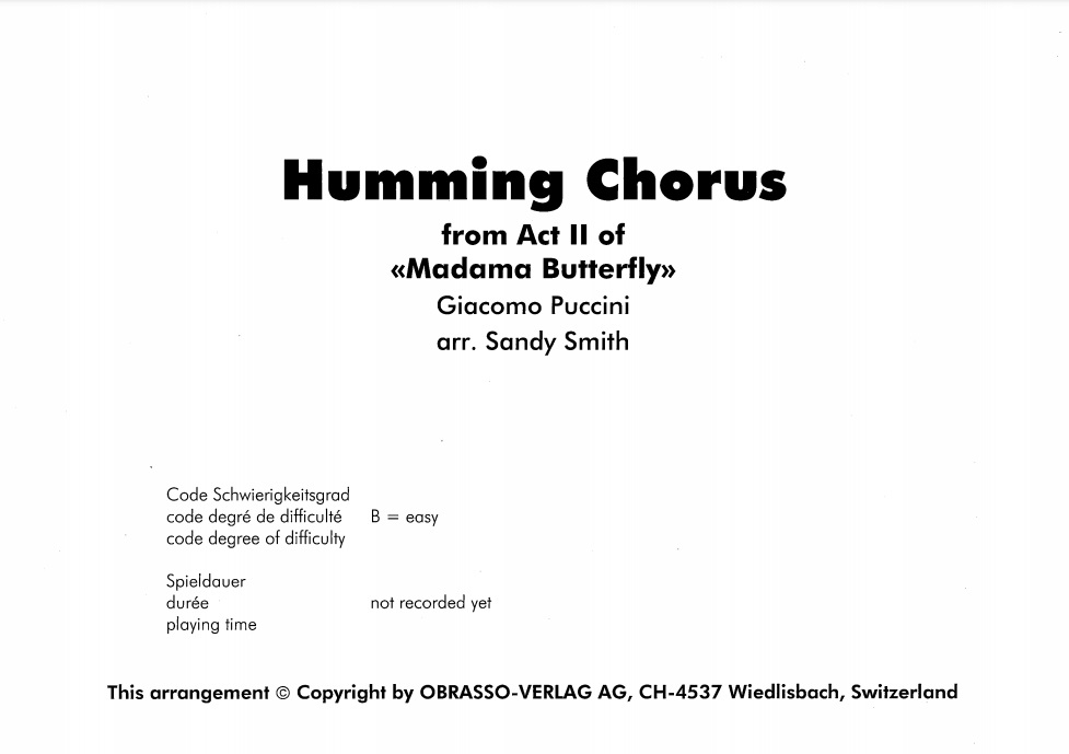 Humming Chorus (from 'Madame Butterfly') - cliquer ici