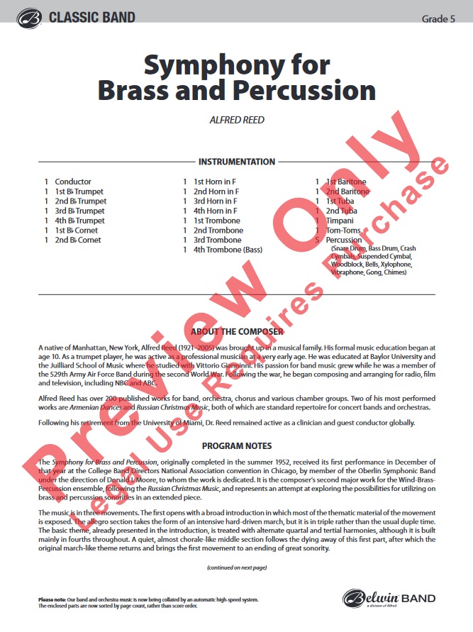 Symphony for Brass and Percussion - cliquer ici