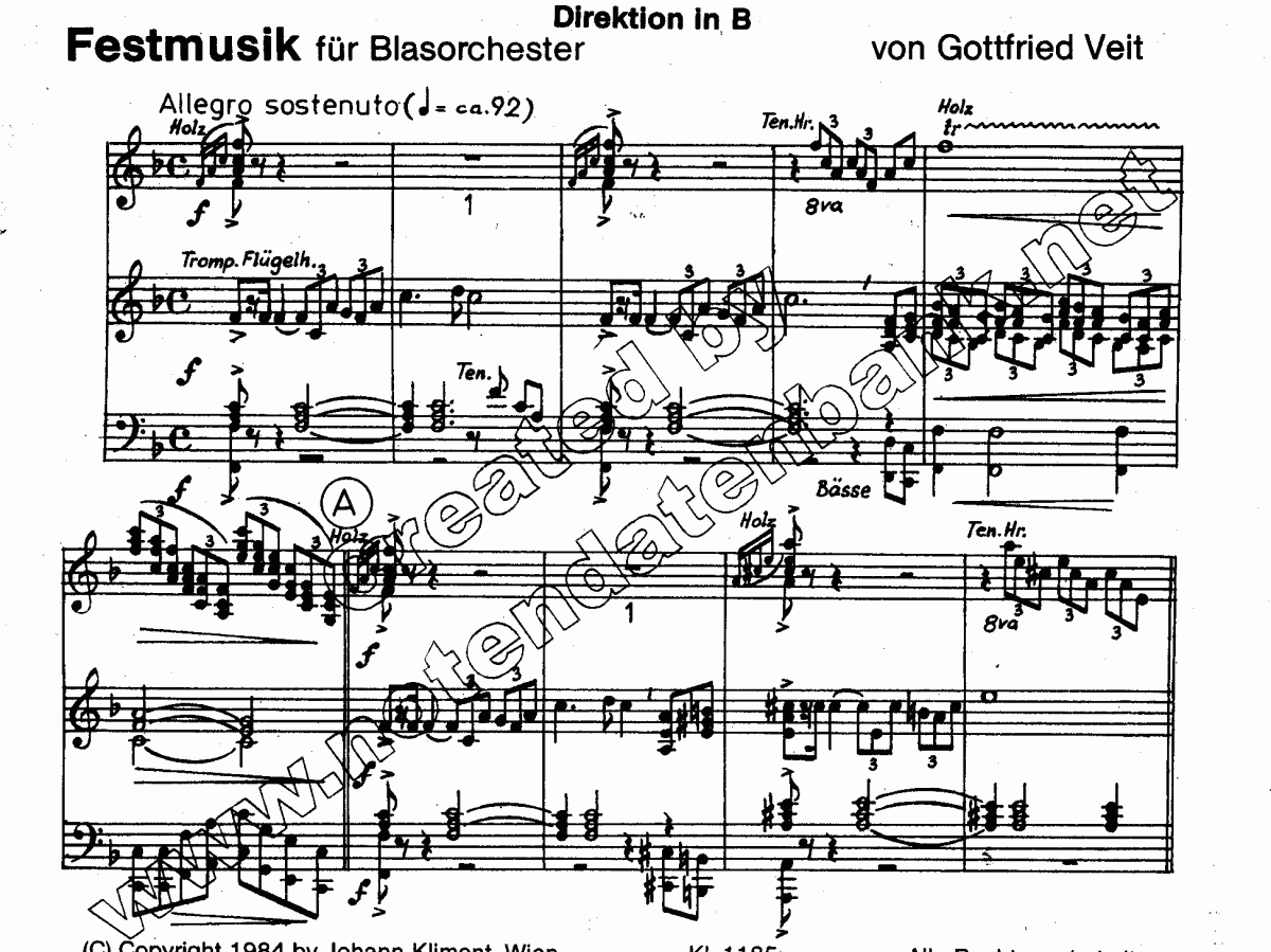 Festmusik für Blasorchester - Extrait du conducteur