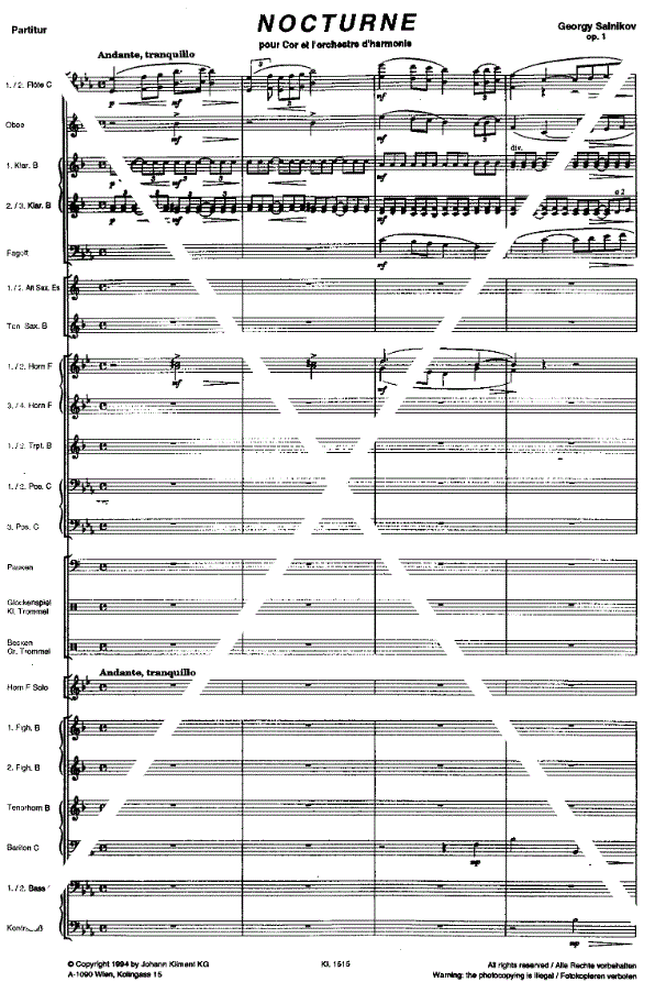 Nocturne für Horn und Orchester (Nocturne pour Cor et Orchestre) - Extrait du conducteur